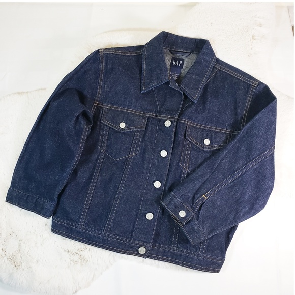 Gap Jeans Jacket Dark Denim 3/4 Sleeve Medium - Picture 1 of 6